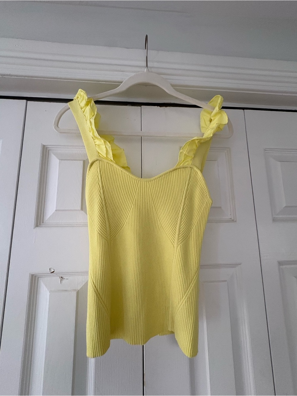 Anthropologie Lemon Ruffle-Shoulder Knit Camisole
